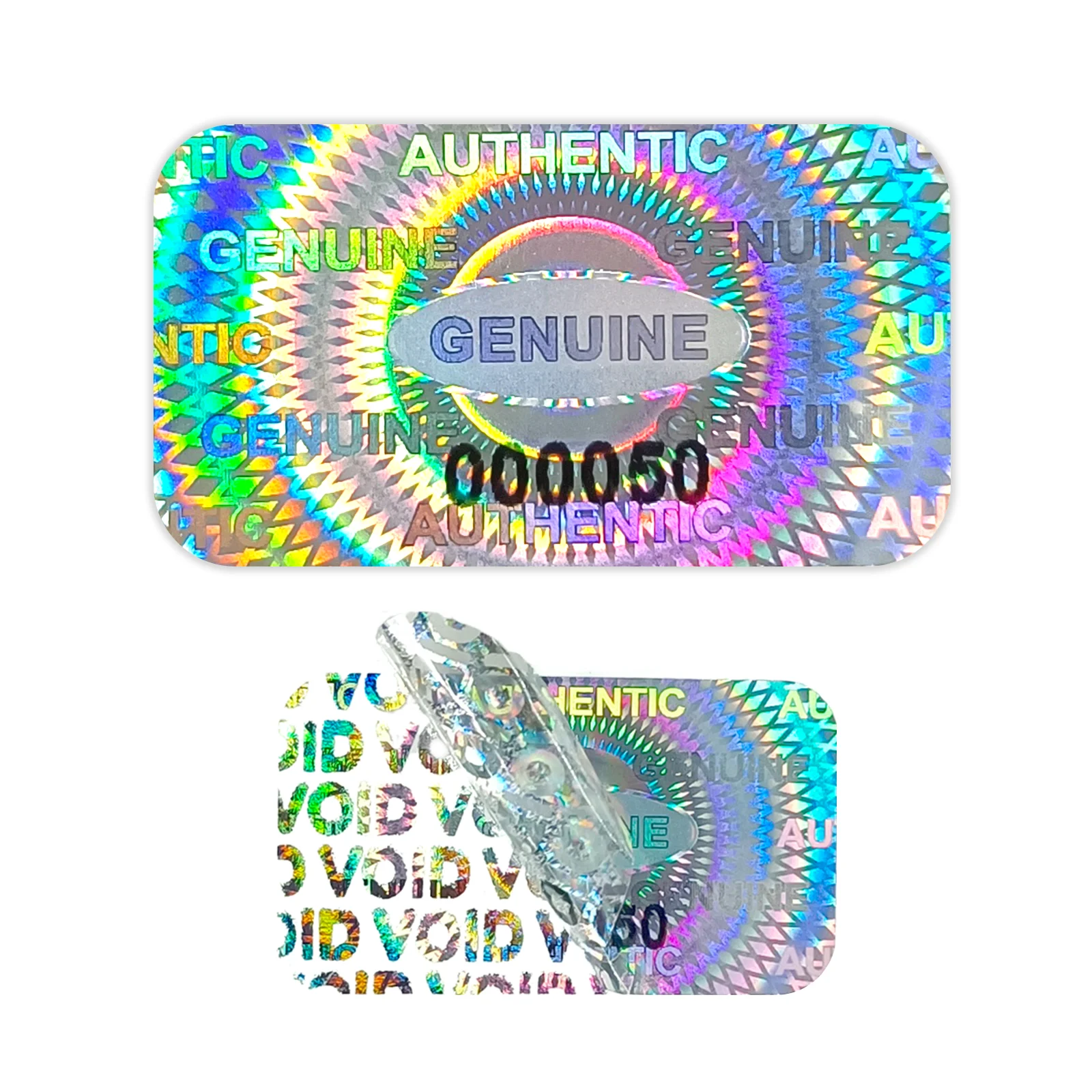 3 x 1,7 cm großer, manipulationssicherer Hologramm-Aufkleber Origina ECHTES Sicherheitsversiegelungsetikett Garantie-Void-Aufkleber mit einzigartiger Seriennummer Image