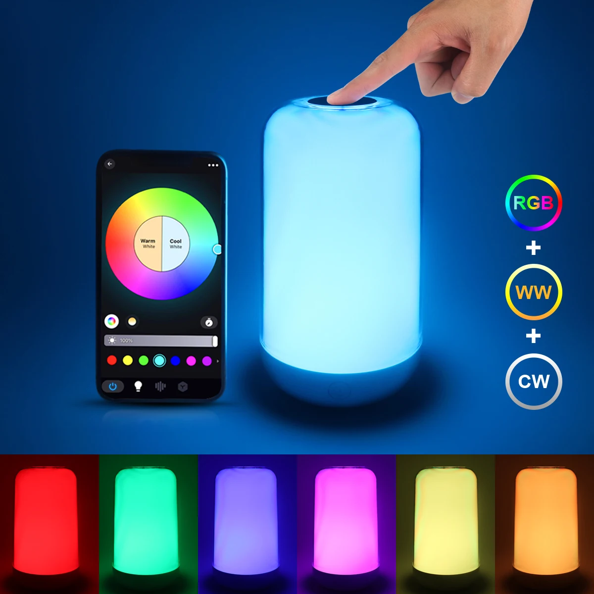 Bluetooth Smart Touch Nachttischlampe Dimmbare RGB LED Nachtlicht Wiederaufladbare Kinder Schreibtischlampe Camping Zimmer Atmosphäre Dekor