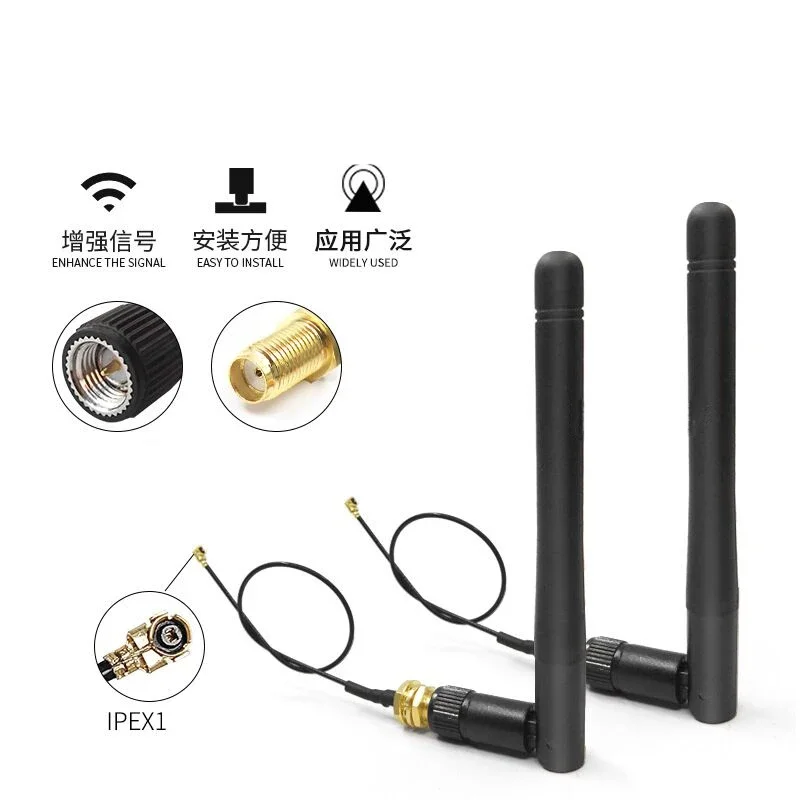 2PCS 3dBi 2,4 GHz Gefaltete Bluetooth ZigBee Antenne mit U.FL I-P-E-X-1 zu SMA Stecker 15cm Für ESP8266 ESP32 WiFi Modul Image
