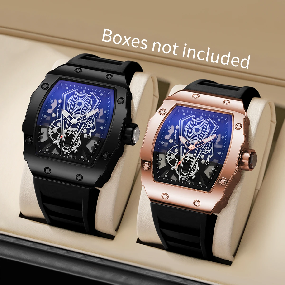1/2PCS Luxus Große Zifferblatt Männer Quarzuhr Casual Silikon Band männer Sport Uhren Reloj Hombre (ohne Box) Image