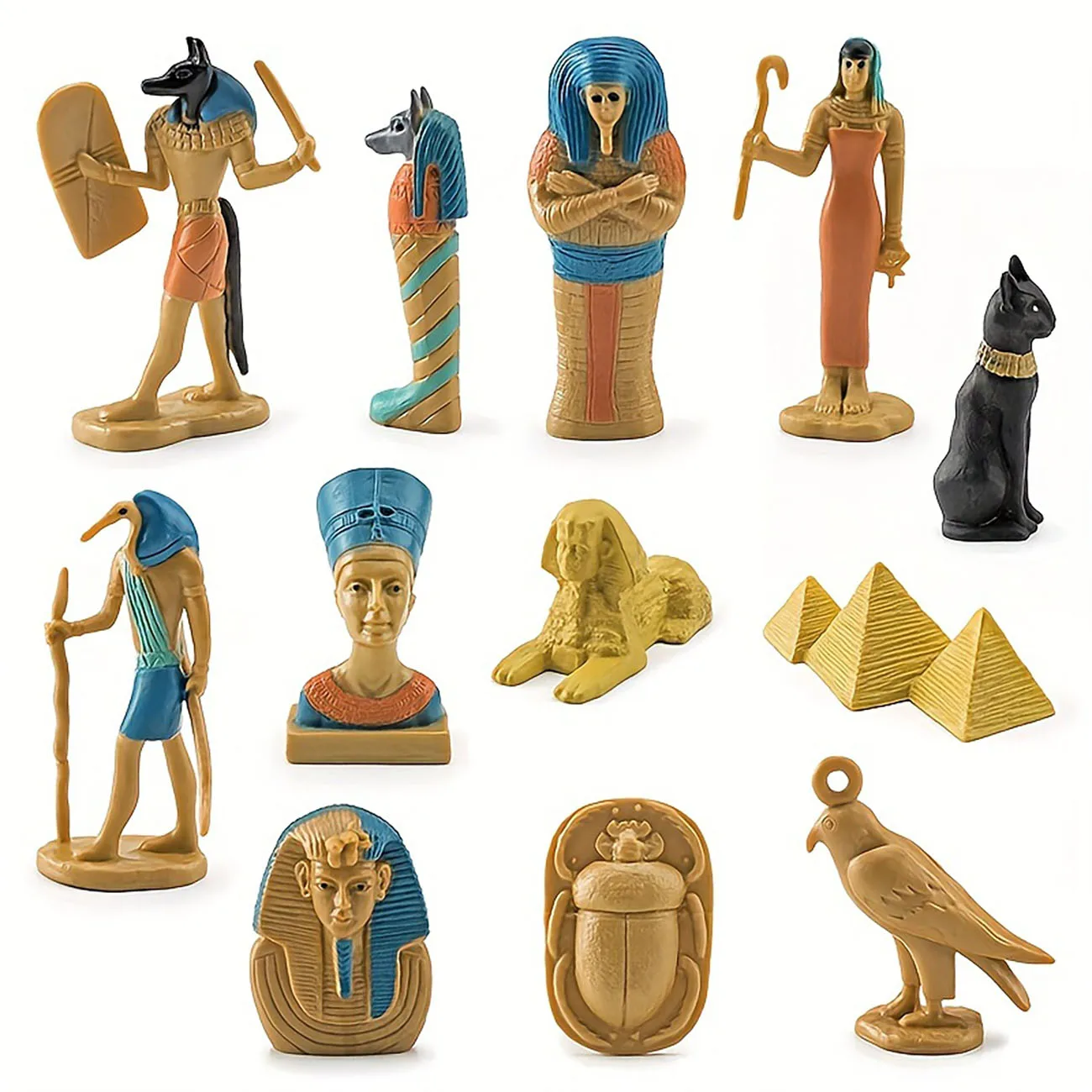 1 Satz von 12 Simulation ägyptischen Pyramide Löwen gesicht wie Mumie Box Jack Kopf menschlichen Körper Gott Spielzeug Modell, geeignet für Kinder lernen Image