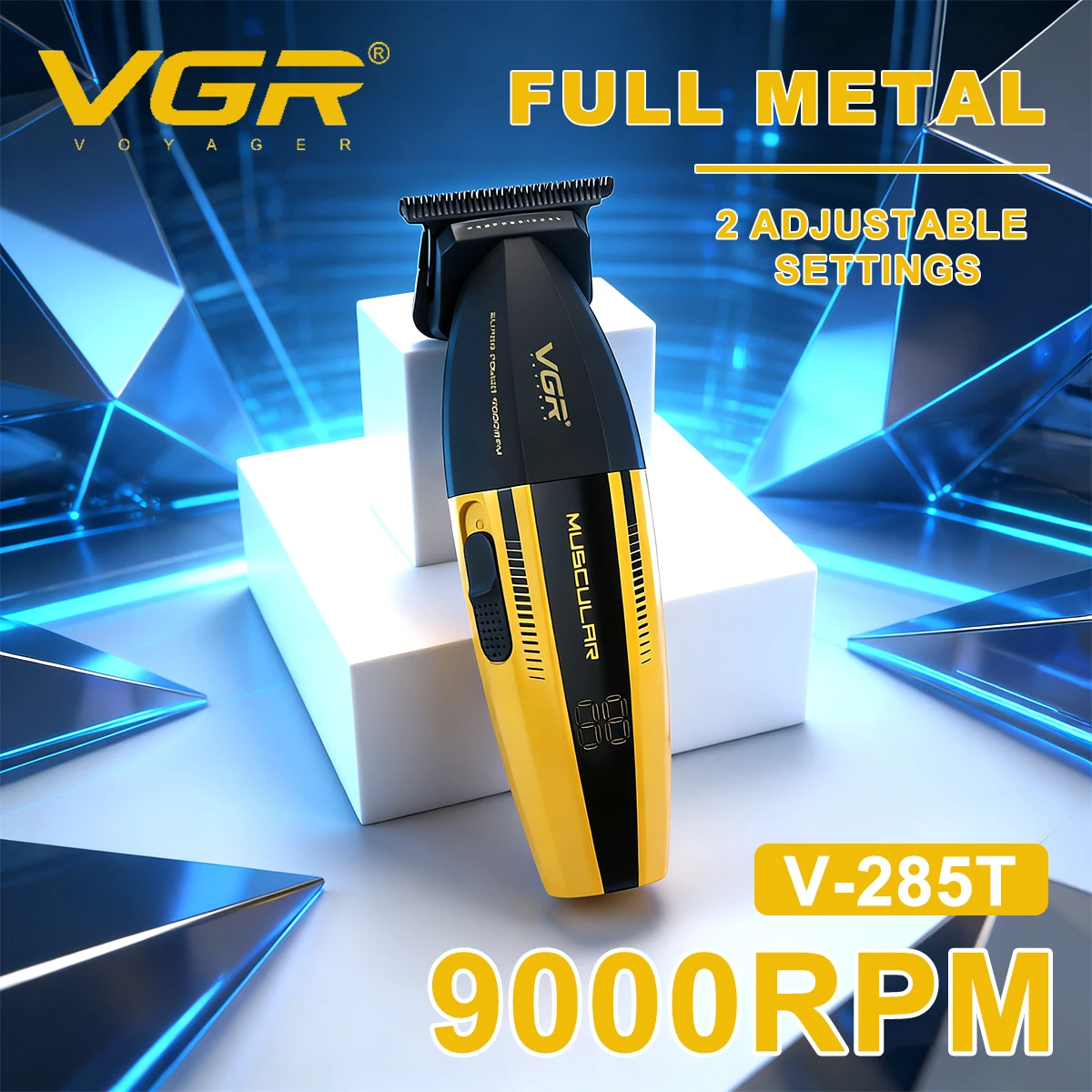 VGR V-285T Trimmer für Männer mit DLC-Klinge, T-Klinge, Zero Gapped, 9000 U/min, Vollmetall, professionelle Haarschneide-Finishing-Maschine Image