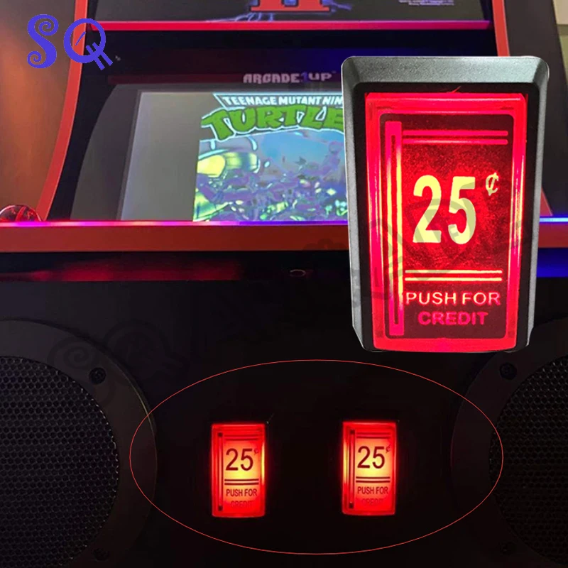 1 Stück 25 Cent Red Push für Kredit Arcade Münzspiel LED Push Button mit Mikroschalter Image