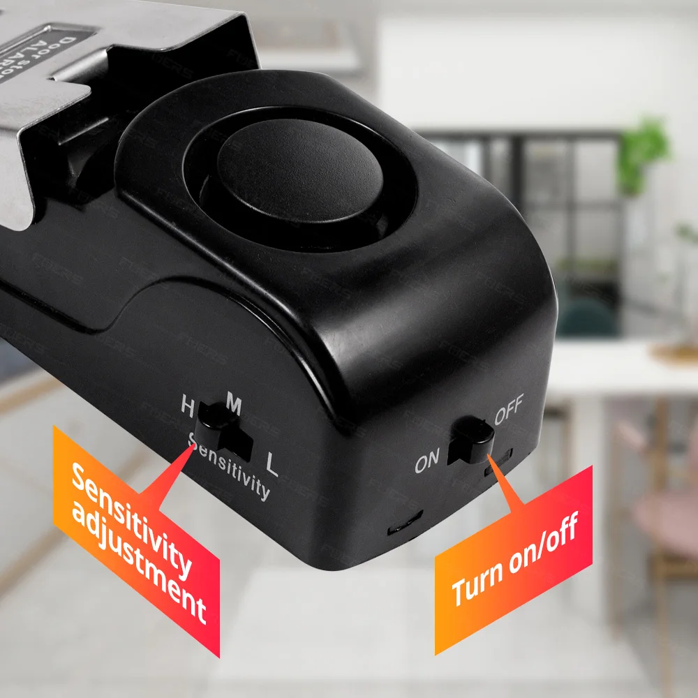 FUERS Türstopper-Alarmsystem, 120 dB laut, kabellos, Heimsicherheit, Diebstahlsicherung, Türblocksystem, tragbarer Türstopper, Preasure-Alarm Image