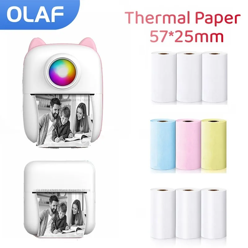 57 MM Rollen Thermopapier Selbstklebende Drucketikettenpapiere Aufkleber für Tasche Thermo-Minidrucker Kinderkamera Fotodruck Image