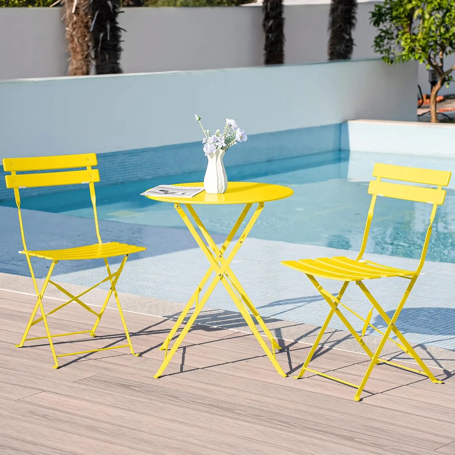 Gartenmöbel-Set, wetterfest, Balkonmöbel-Set, 3-teilig für kleinen Balkon-Bistrotisch und 2 Stühle, klappbares Bistro-Set