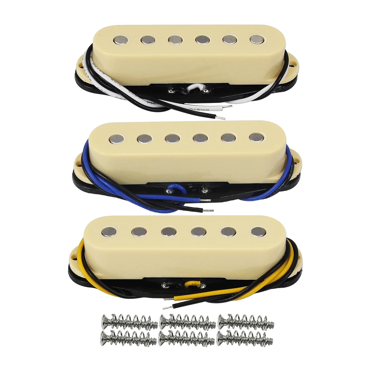 FLEOR 3PCS Flat Top Pole Stücke Vintage Alnico 5 Single Coil Pickups Gitarre Pickups 50/50/52mm Set Creme für FD ST Gitarre Teile Image