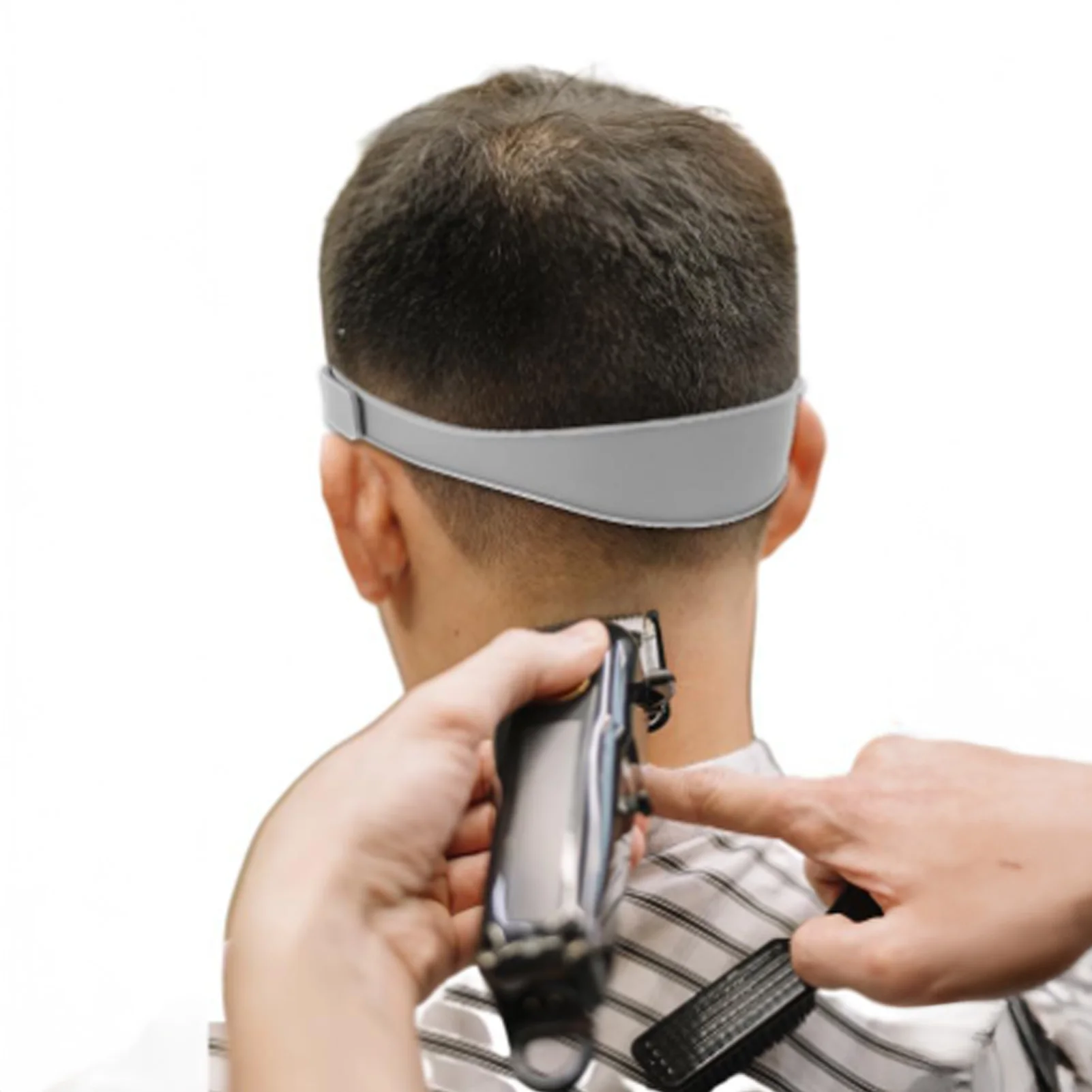 Verstellbares, gebogenes Silikon-Haarschnittband, Ausschnitt, Rasierschablone, Haarschneideanleitung für Erwachsene, DIY-Haarschnitte zu Hause Image