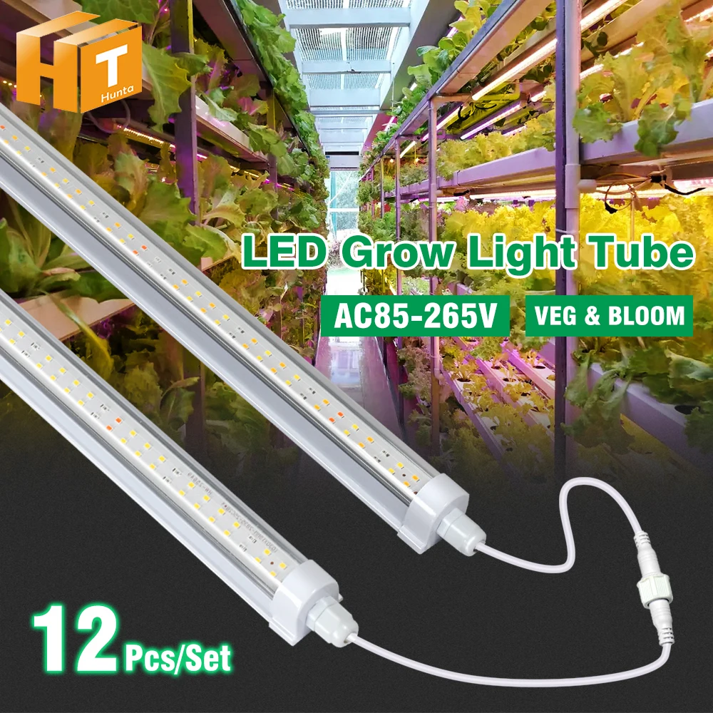 Volle Spektrum LED Wachsen Licht T8 LED Wachsen Rohr AC85-265V SMD2835 Für Gewächshaus Zelte IP65 Wachstum Rohr Für Gemüse Blumen Aussaat Image