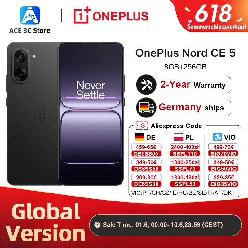 Globale Version OnePlus Nord CE 5 5G Smartphone 8GB+256GB 7100mAh 80W 50MP EIS+OIS Kamera Android 15 WiFi 6 Image