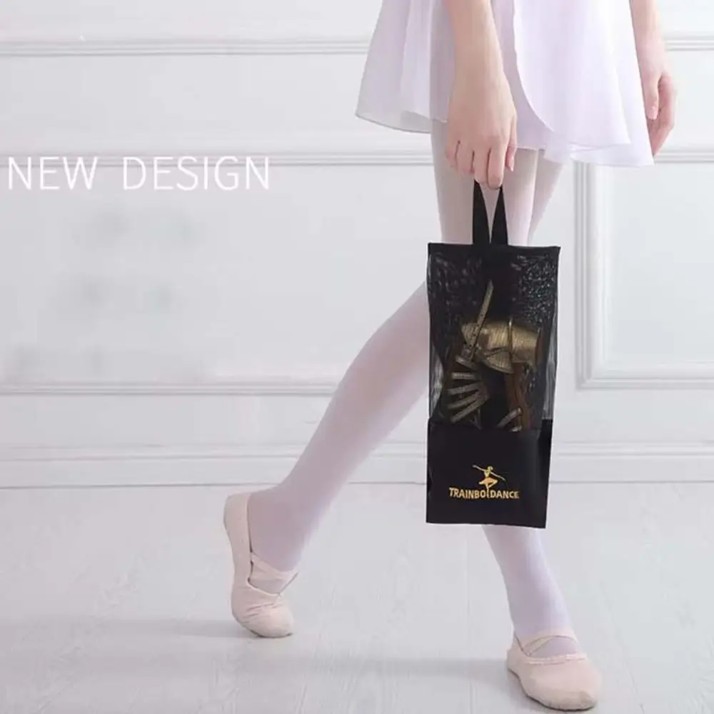 Atmungsaktive Latin Dance Schuh Tasche Schwarz Farbe Handtasche Ballett Organizer Taschen Nylon Net Tasche Mesh Dance Pouch Tanz Zubehör