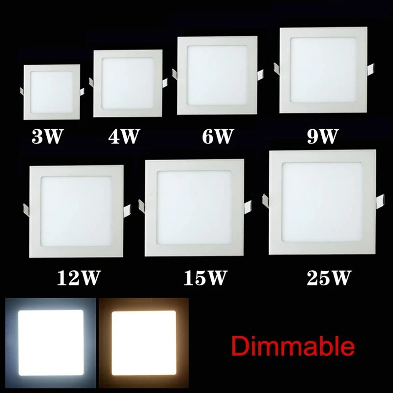 Dimmbares LED-Downlight 3W 4W 6W 9W 12W 15W 25W Quadratischer LED-Spot AC85~265V Deckenleuchte Einbau-Downlight für Innenräume