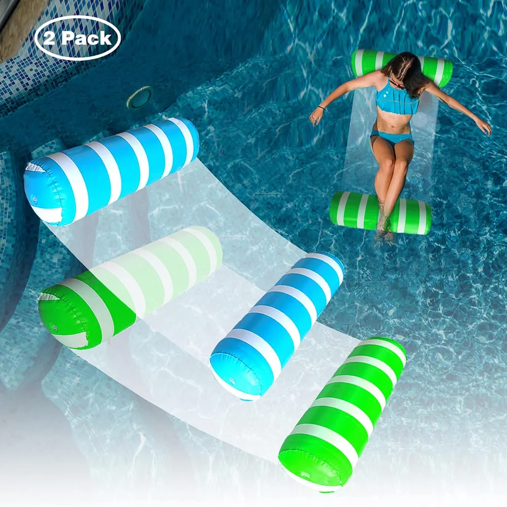 Sommer Schwimmen Aufblasbare Schwimmende Wasser Luft Matratzen Hängematte Streifen Lounge Stühle Pool Wasser Sport Spielzeug Schwimmende Matte Pool Spielen Image