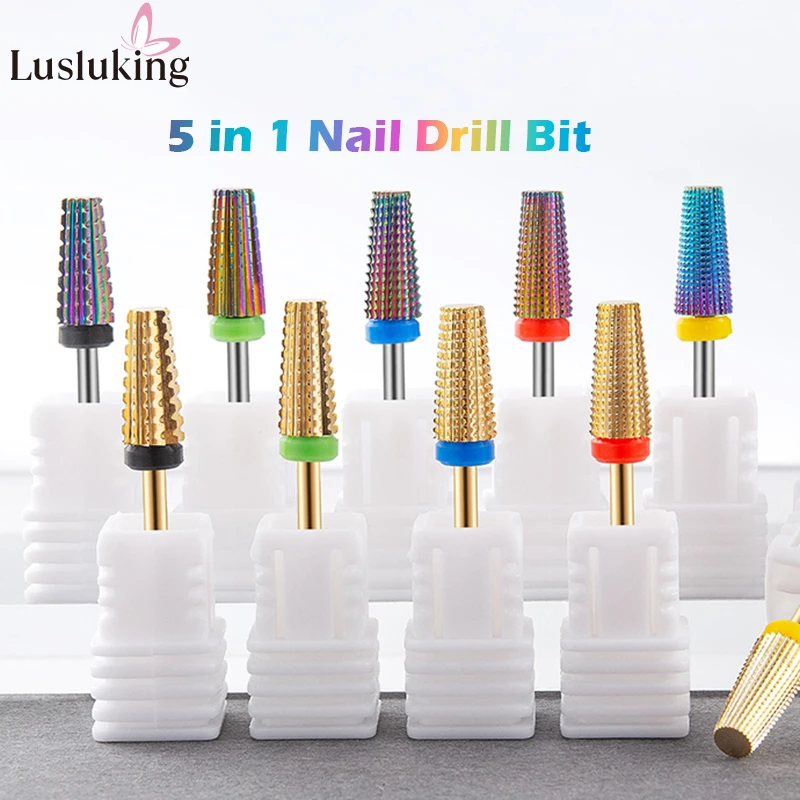 5-in-1-Nagelbohrer aus Wolframkarbid, Fräser für die Maniküre, elektrische Nagelbohrmaschine, effiziente Nagelfeile, Gel entfernen Image