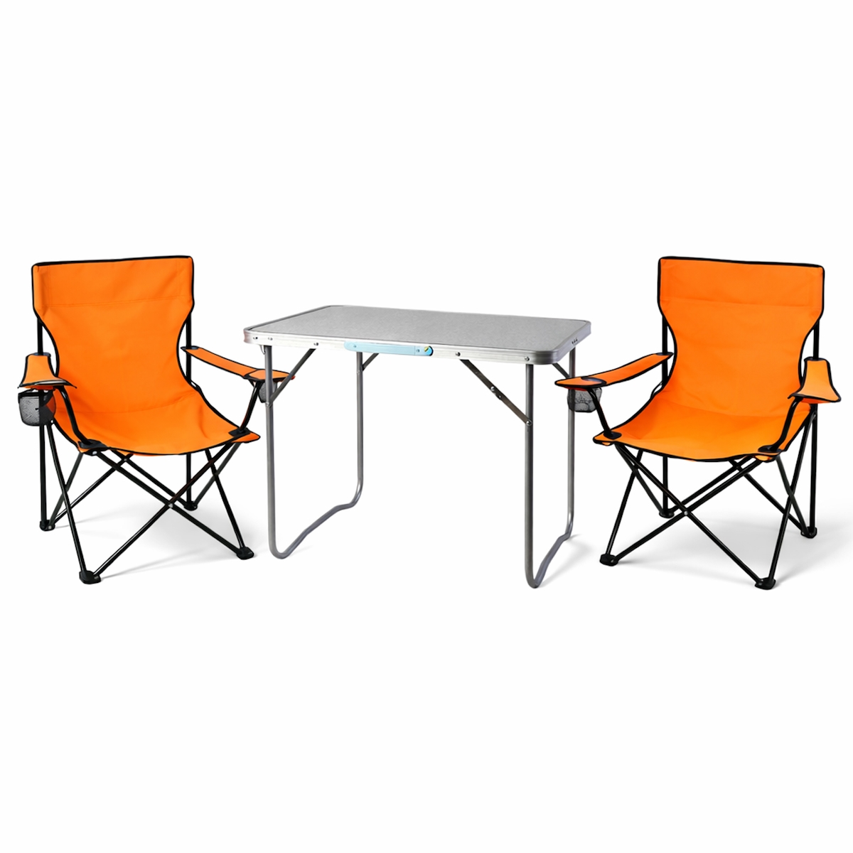 3-teiliges Campingmöbel Set orange Tisch+Campingstühle mit Tasche Image