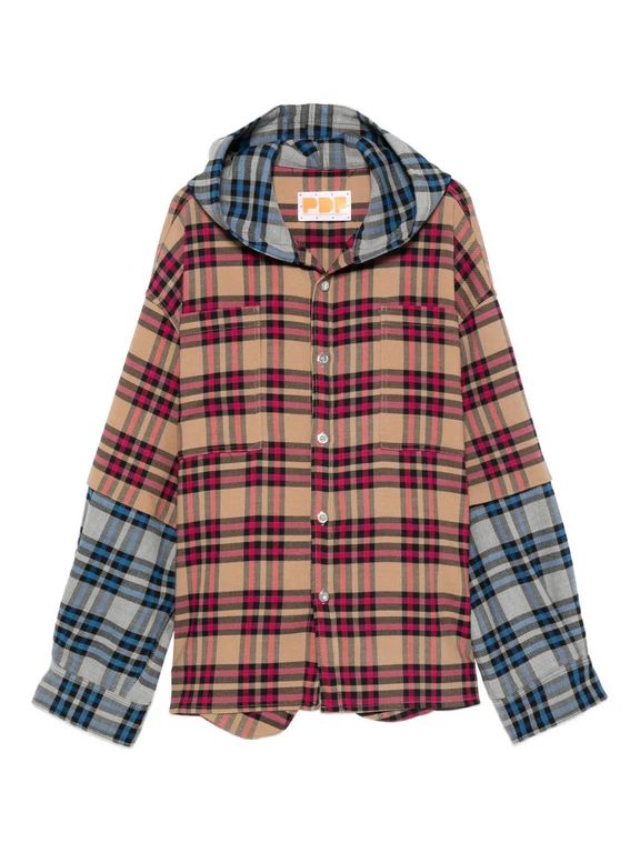 Patchwork Hooded Jacket - Red - PDF Jackets