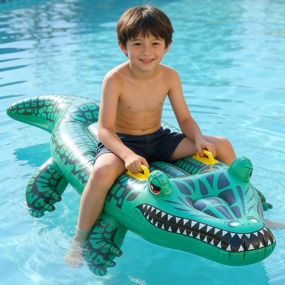 Sommer-Pool-Spielzeug: 140cm aufblasbare Krokodil-Schwimminsel für Kinder und Erwachsene – verdicktes PVC für Strandpartys und Wasserspaß Image