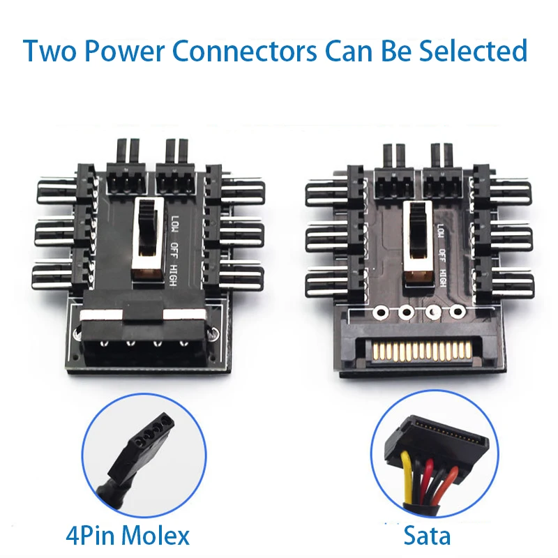 1 bis 8 3Pin Lüfter Hub Pwm Sata Molex Splitter PC Bergbau Kabel 12V Netzteil Kühler Kühlgeschwindigkeit Controller 4PIN Adapter Image