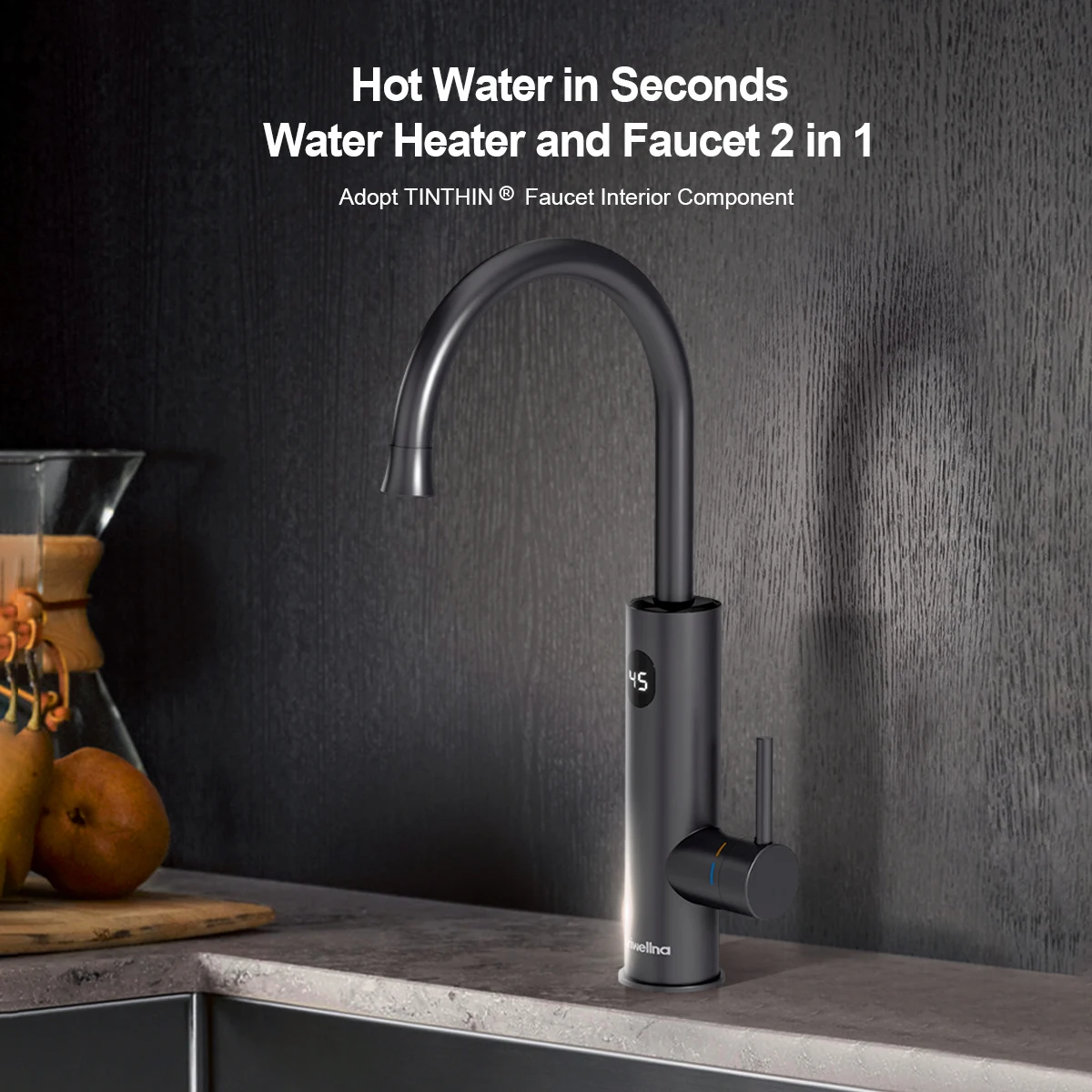 Briwellna Tankloser Durchlauferhitzer-Wasserhahn 220V Elektrischer Wassererhitzer-Wasserhahn 360 Grad Schwenkbarer Auslauf Küchen-Wassererhitzer Image