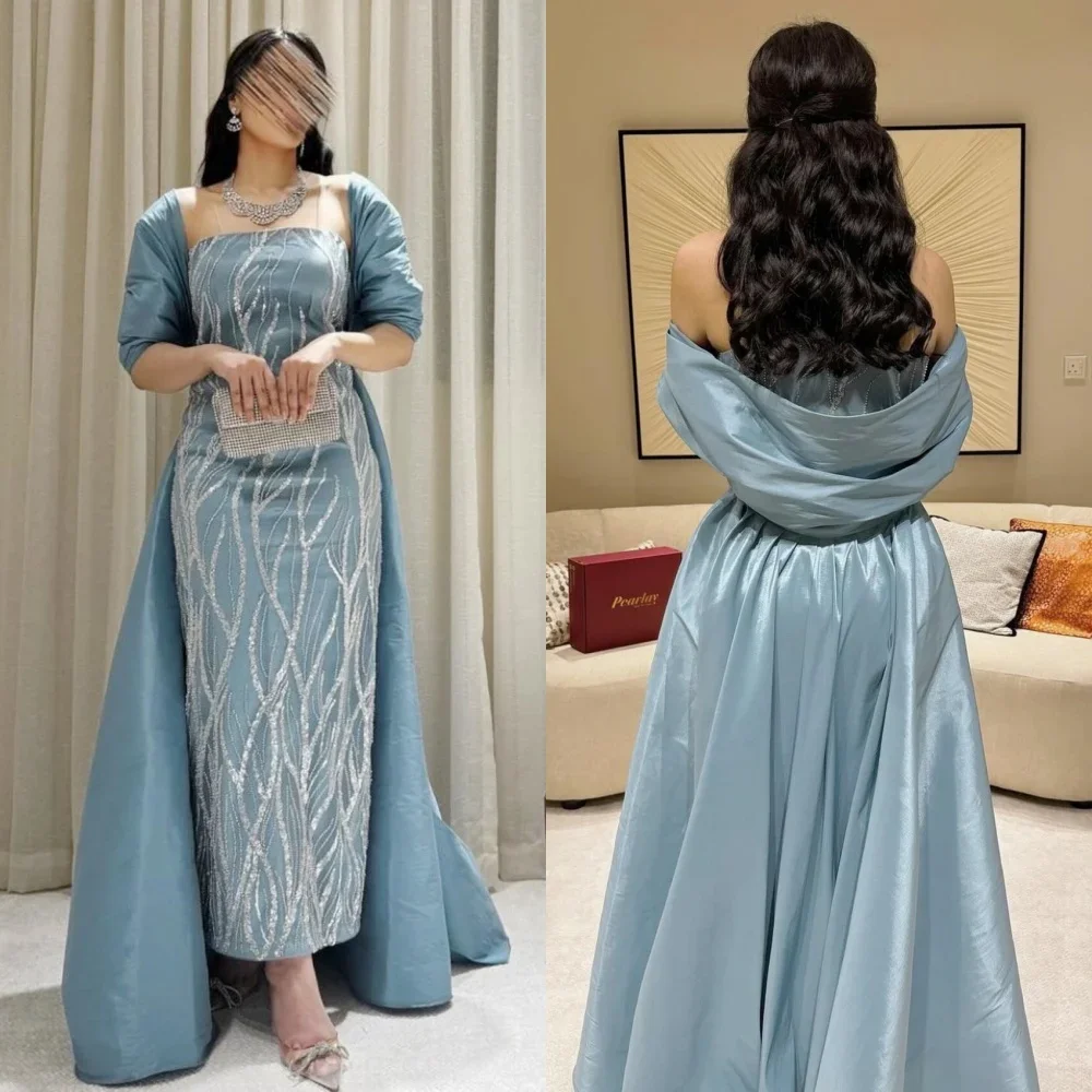 Maßgeschneiderte, hochwertige Jersey-Falten-Midikleider in A-Linie mit quadratischem Ausschnitt, maßgeschneiderte Kleider für besondere Anlässe, klassisch, exquisit, moderner Stil Image
