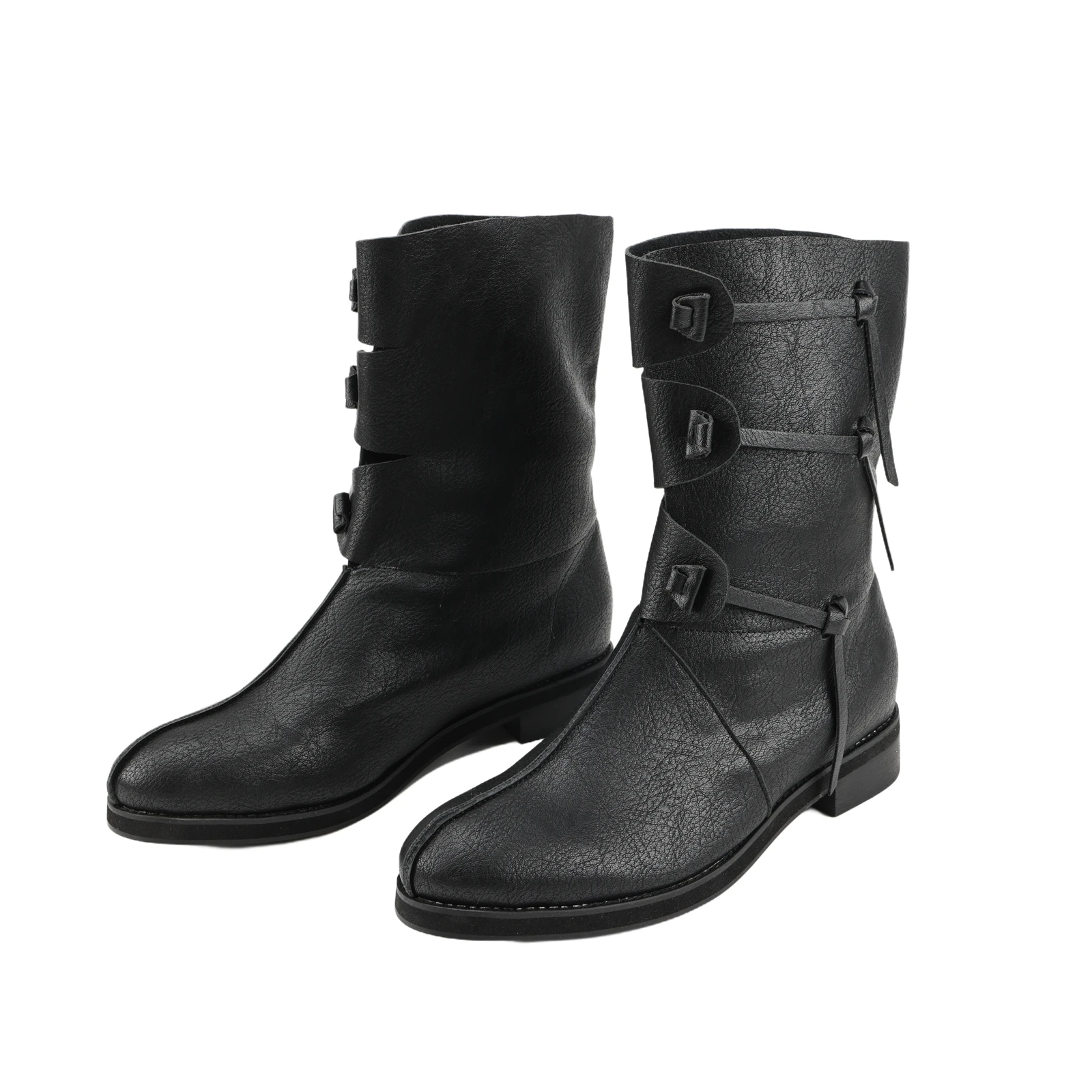 Herren Renaissance Mittelalter Cosplay Stiefel Vintage Wikinger Piraten Flache Stiefel Erwachsene Retro Schnürstiefel Halloween Freizeitschuhe