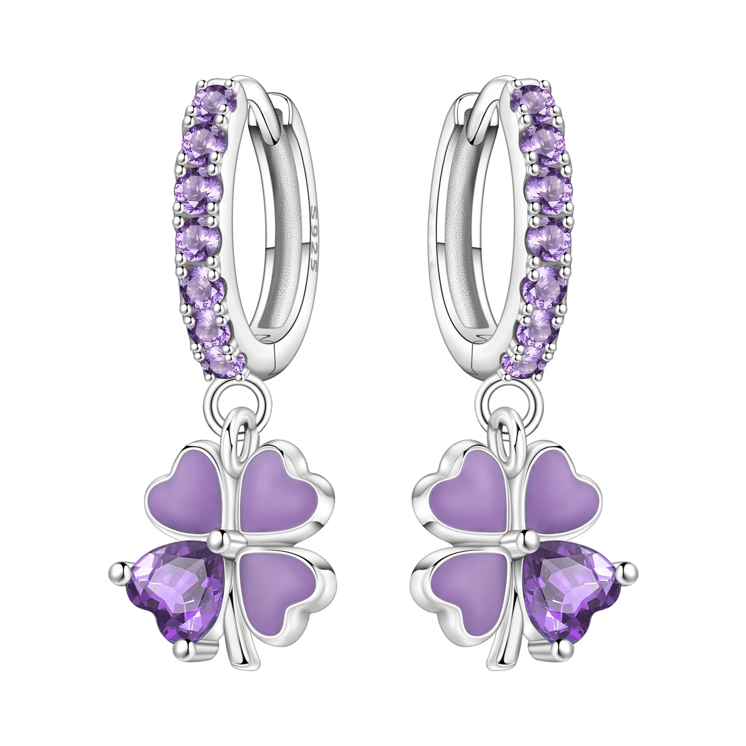 MISEFF S925 Sterling Silber Ohrringe Lucky Element Exquisite Kleeblatt-Ohrringe Original Modeschmuck Geburtstagsgeschenk für Frauen