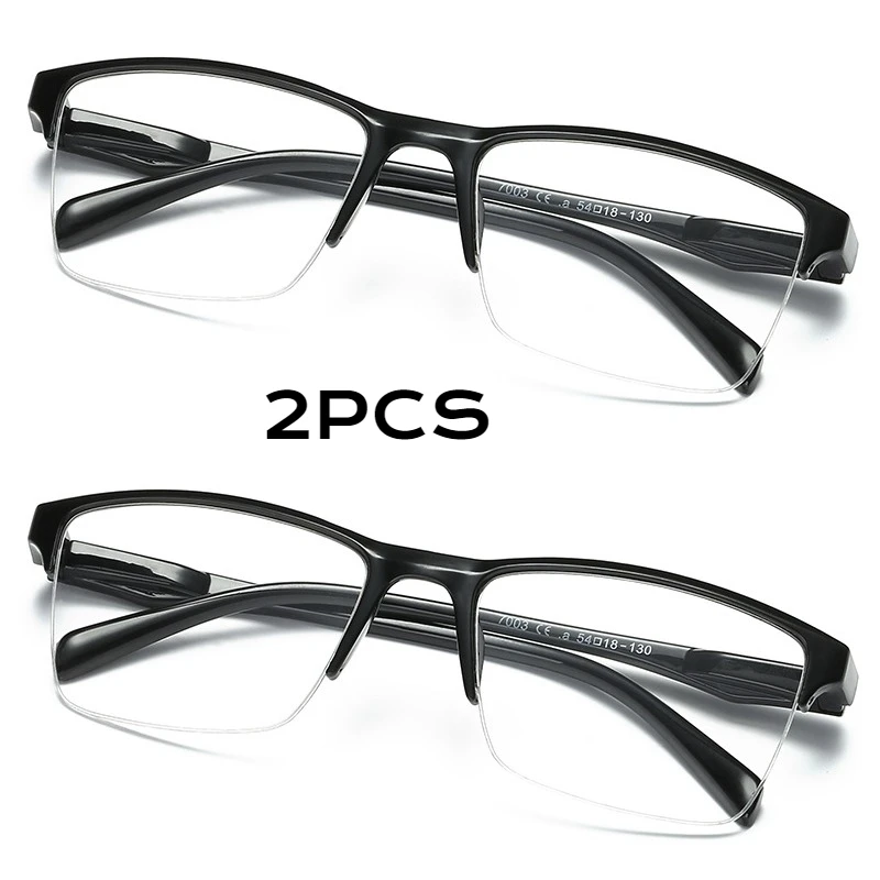 2PCS Quadratische Lesebrille Ultraleicht Halb Rahmen Presbyopie Brillen Männer Frauen 0,75 1 1,25 1,5 1,75 2 2,25 2,5 2,75 3,0