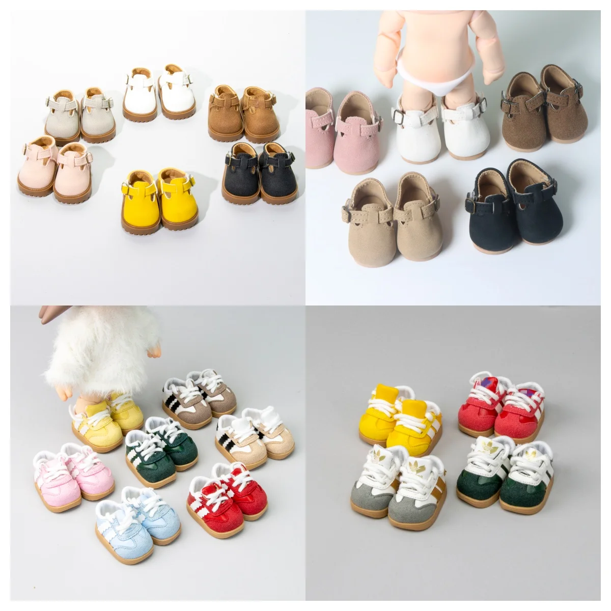 4,5×2,5×2,2 cm (L×B×H), Innenlänge 4,2 cm, einfach anzulegende und abzulegende Mini-Puppenschuhe, Puppenzubehör für 1/12 BJD OB11 Labubu