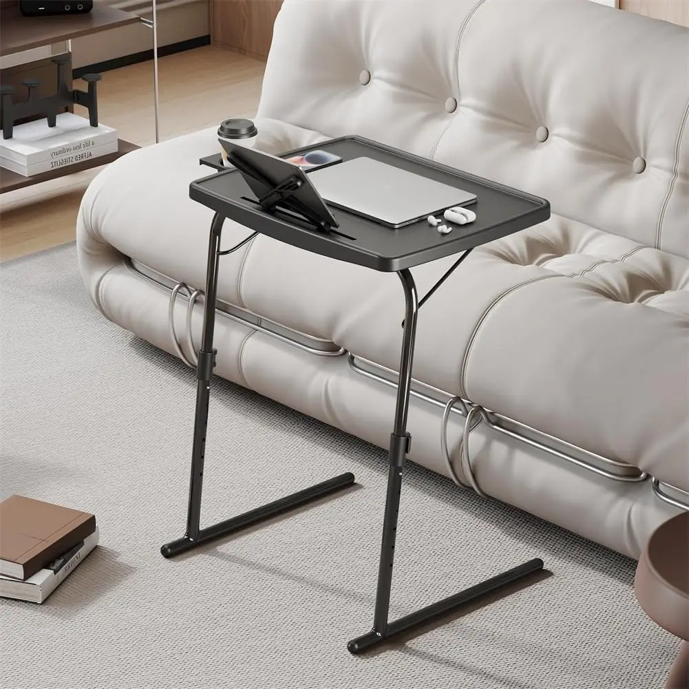 Tragbarer Tisch, verstellbare Klapptische, Multifunktions-Laptoptisch mit Getränkehalter, höhen- und winkelverstellbare Tische über dem Bett