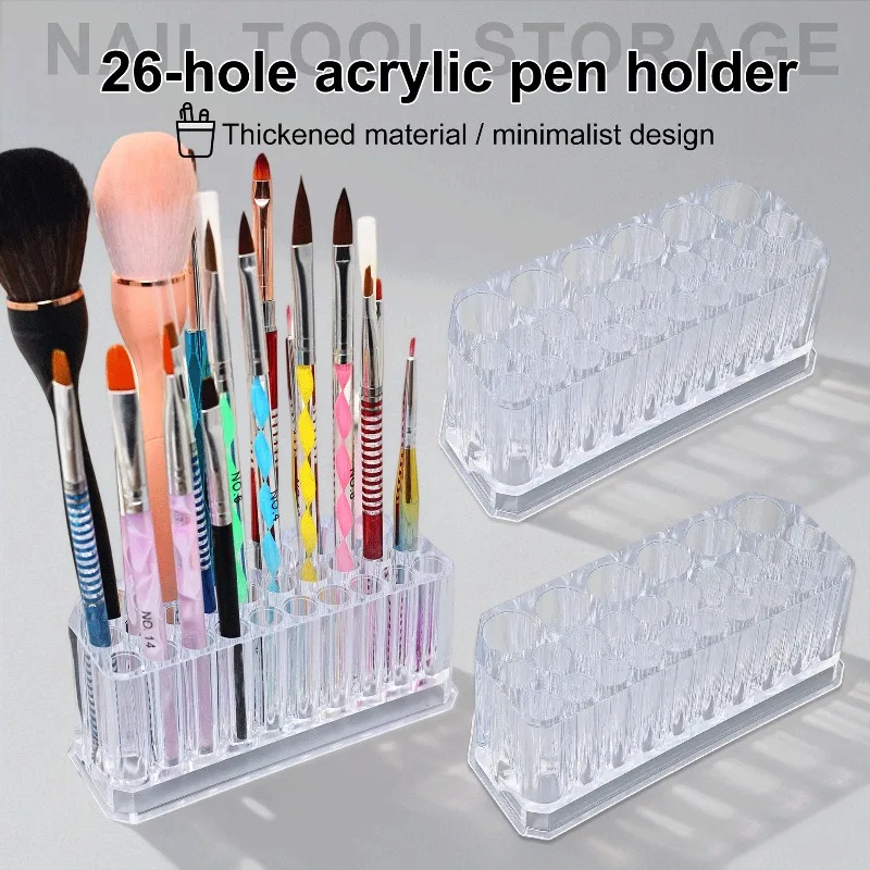 2er-Set Nagelbürsten-Organizer mit 26 Löchern, Acryl-Nagelkunst-Kit, Aufbewahrungswerkzeuge, Make-up-Pinsel-Display-Case, Halter, Präsentationsregal Image