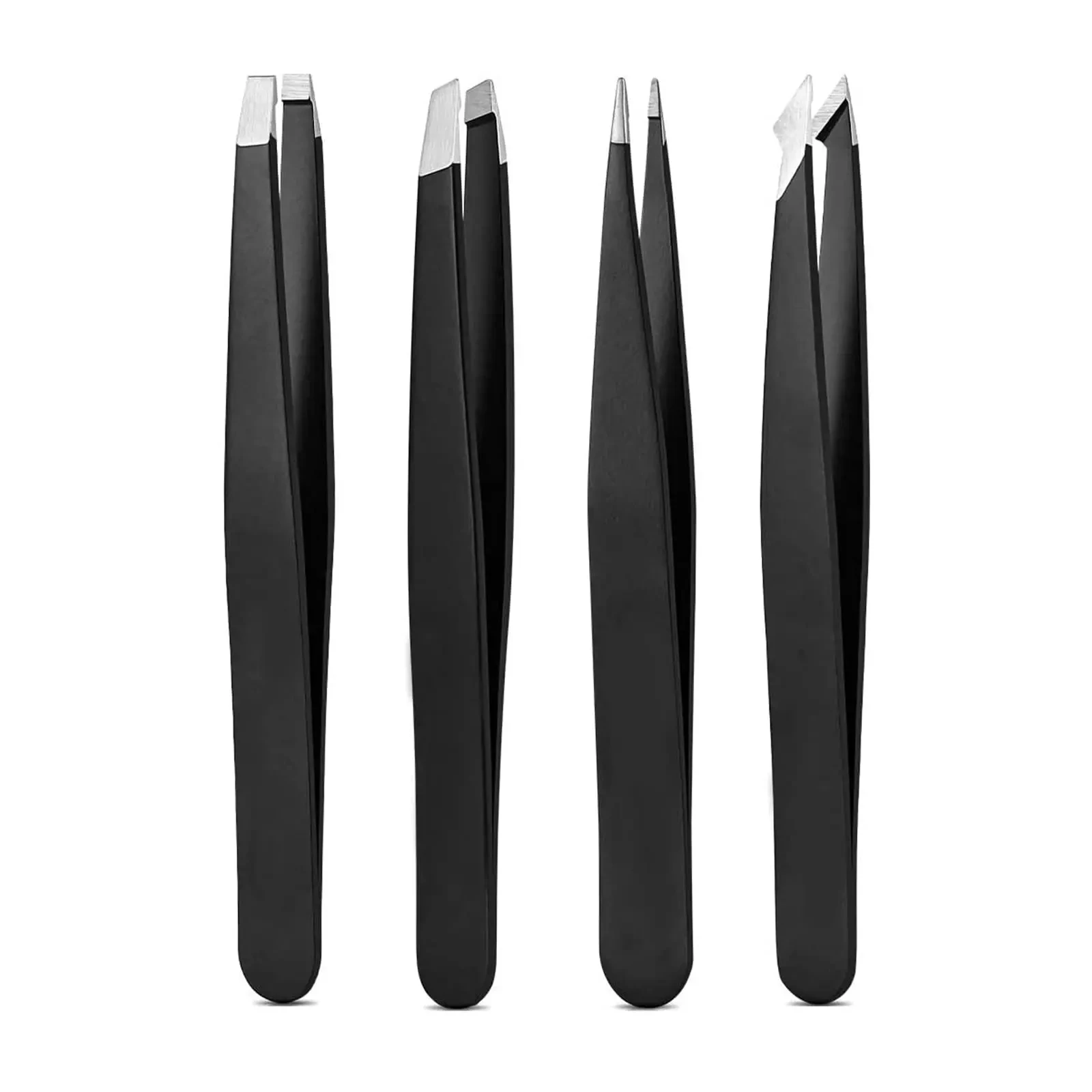 Schwarzes Pinzetten-Set, hochpräzise Augenbrauenpinzette aus Edelstahl für Gesichtsbehaarungen, nach innen gerichtetes Haar und Splitter-Entferner-Set Image