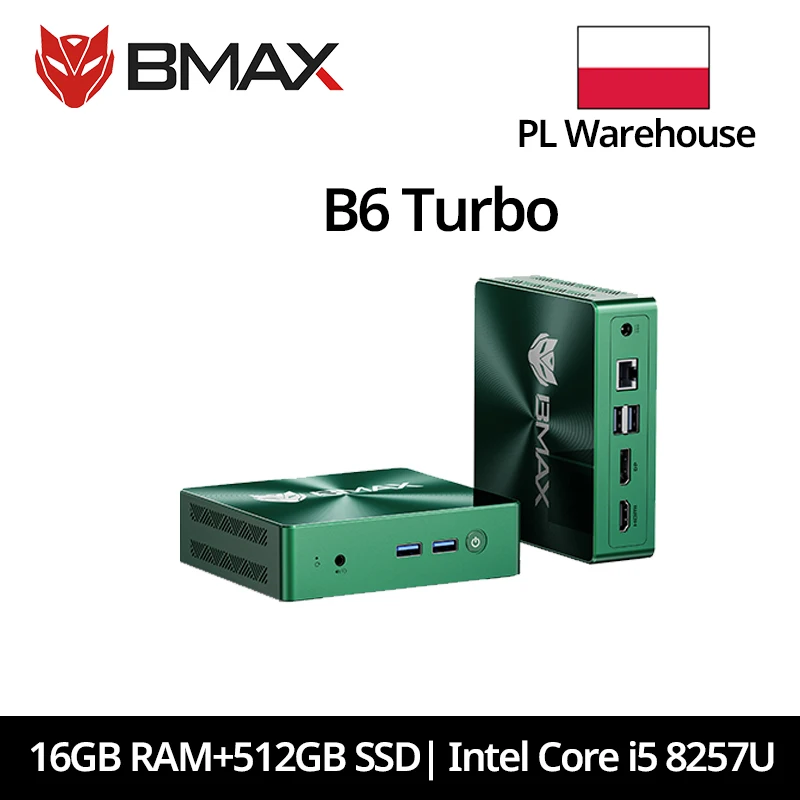 BMAX Mini-PC B6 Turbo Intel Core i5 8257U Windows 11 16GB RAM 512 GB SSD HDMI USB DP Ethernet Bluetooth WIFI Computer