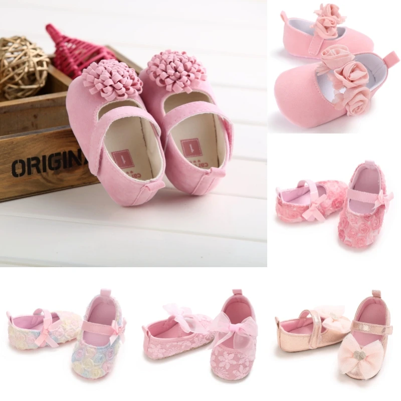 Frühlings- und Herbstschuhe für Babys in Rosa, Prinzessinnen-Stil, 0-12 Monate, Weiche Sohle, Rutschfeste Erste-Laufschuhe