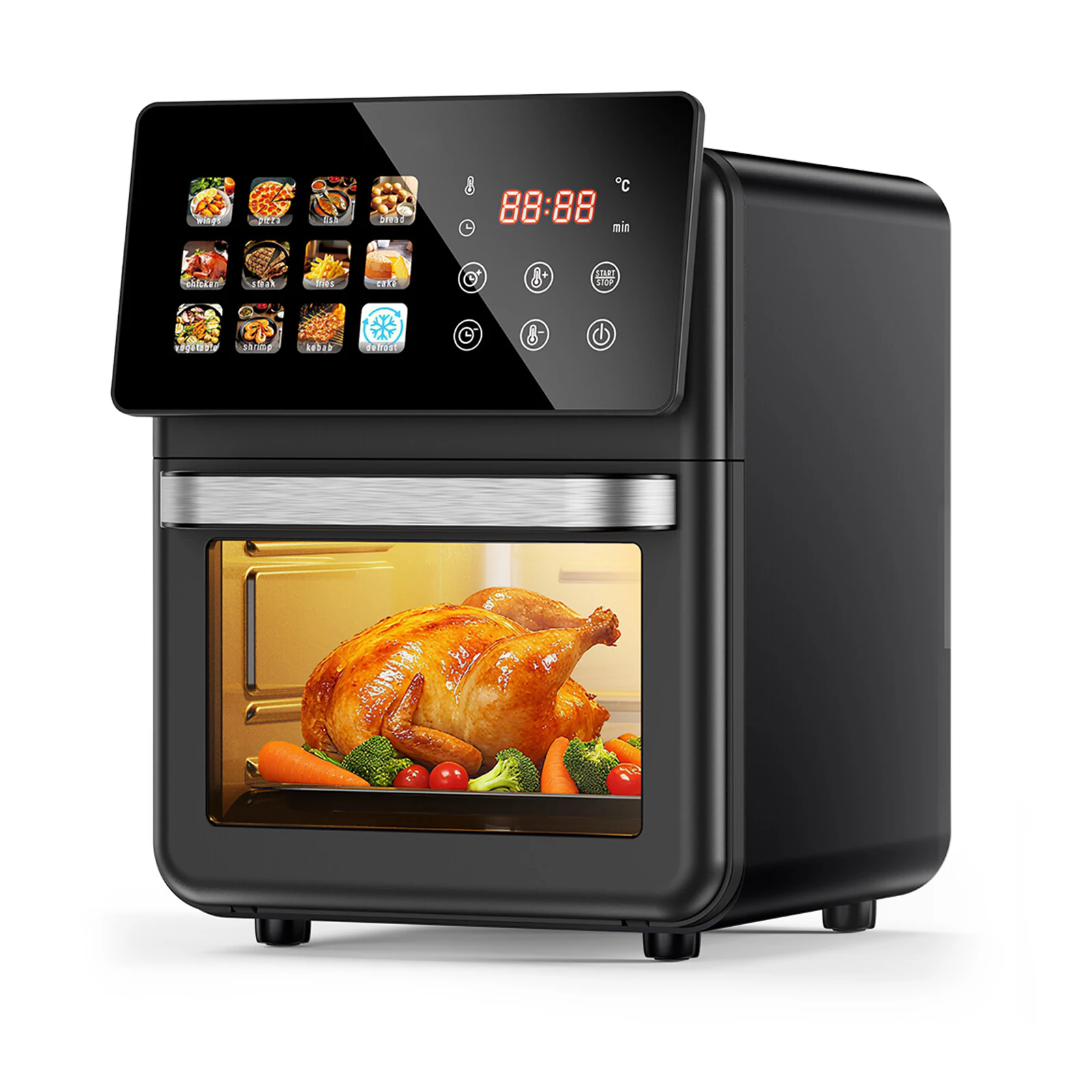 10L Heißluftfritteuse mit Touchscreen & Sichtfenster, 2000W Große Kapazität Digitale Heißluftfritteuse, 12 Voreinstellungen, Edelstahl Image