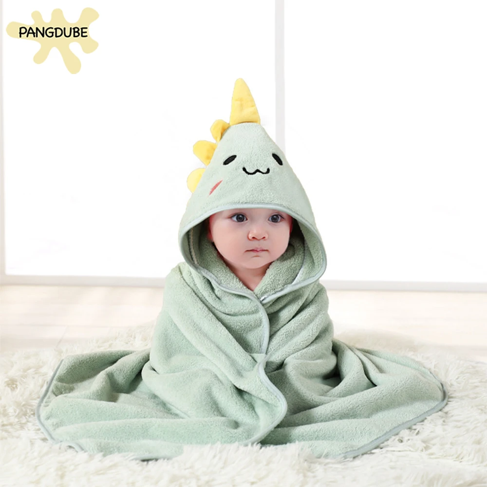 PANGDUBE Baby-Kapuzenhandtuch, Cartoon-Tier, Korallenvlies, schnell saugfähig, weich, für Neugeborene, Kleinkinder, Bademantel, Wickeltuch, Geschenk für Kinder Image