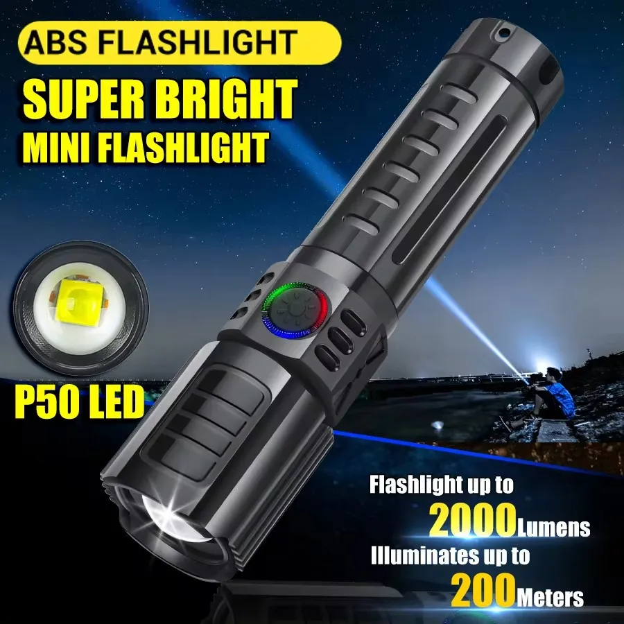 Xhp50 leistungs starke Taschenlampe 3 Modi starkes LED-Licht Teleskop Zoom Taschenlampe USB wiederauf ladbare Langstrecken-Camping Angeln Taschenlampe Image