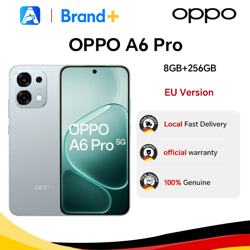 EU-Version OPPO A6 Pro 5G Smartphone 8 GB + 256 GB, 6500 mAh, MTk Dimensity 6300, AMOLED, 50 MP AI-Hauptkamera IP69 Image