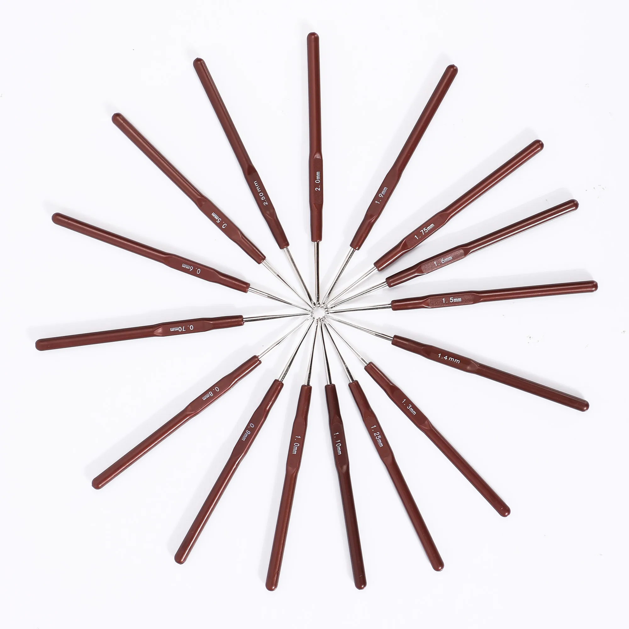 16-teiliges Häkelnadel-Set mit Kunststoffgriff, 0,5–2,5 mm, ultrafeine Spitze, Stricknadeln, Webwerkzeuge, DIY, Stricken, Nähzubehör Image