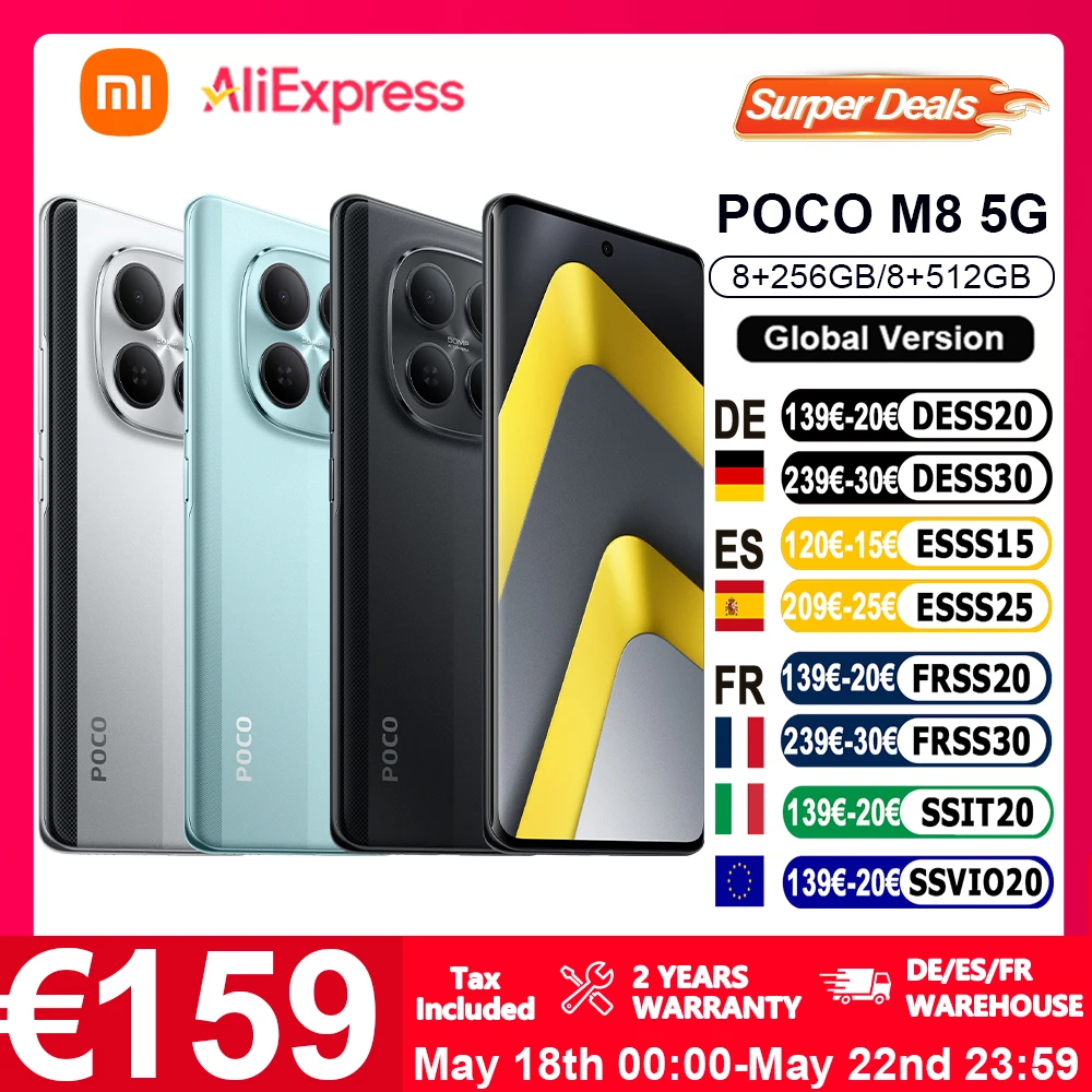 Globale Version POCO M8 5G Smartphone 6,77 Zoll Snapdragon ® 6 Gen 3 Mobile Plattform 45W Turbo-Ladung 50MP Hauptkamera IP66 NFC Xiaomi Image