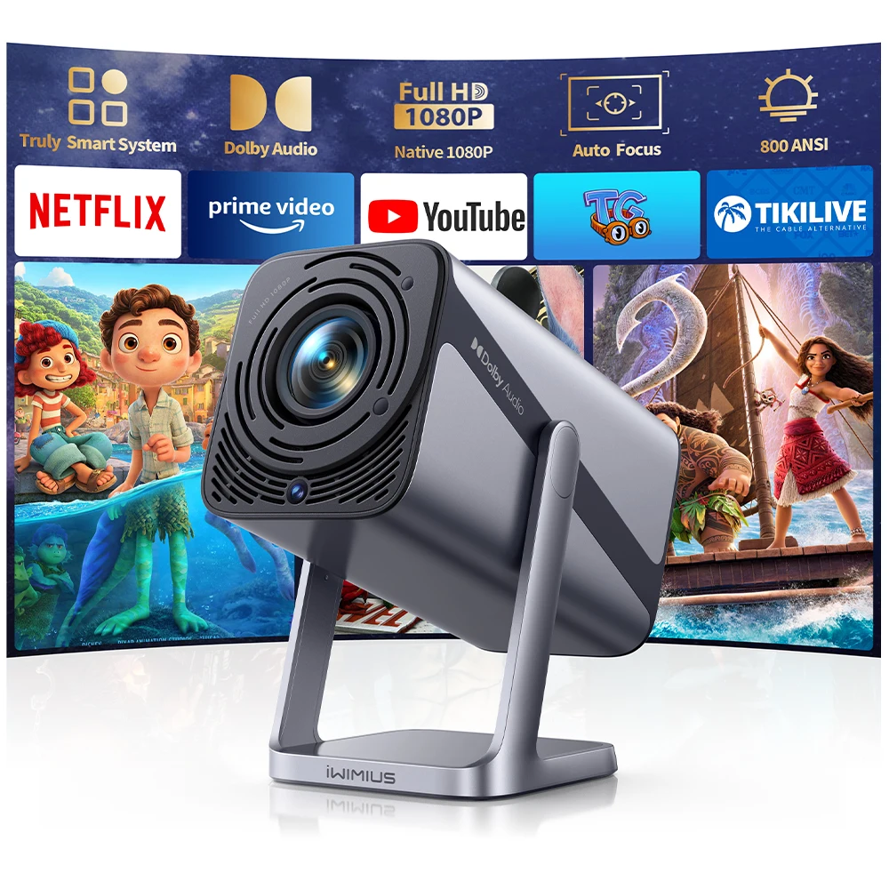 IWIMIUS-Projektor 4K Netflix Offiziell WIFI6 Native 1080P 800ANSI Autofokus & Keystone BT5.2 Portable 360 ° Drehen Sie das Heimkino Image