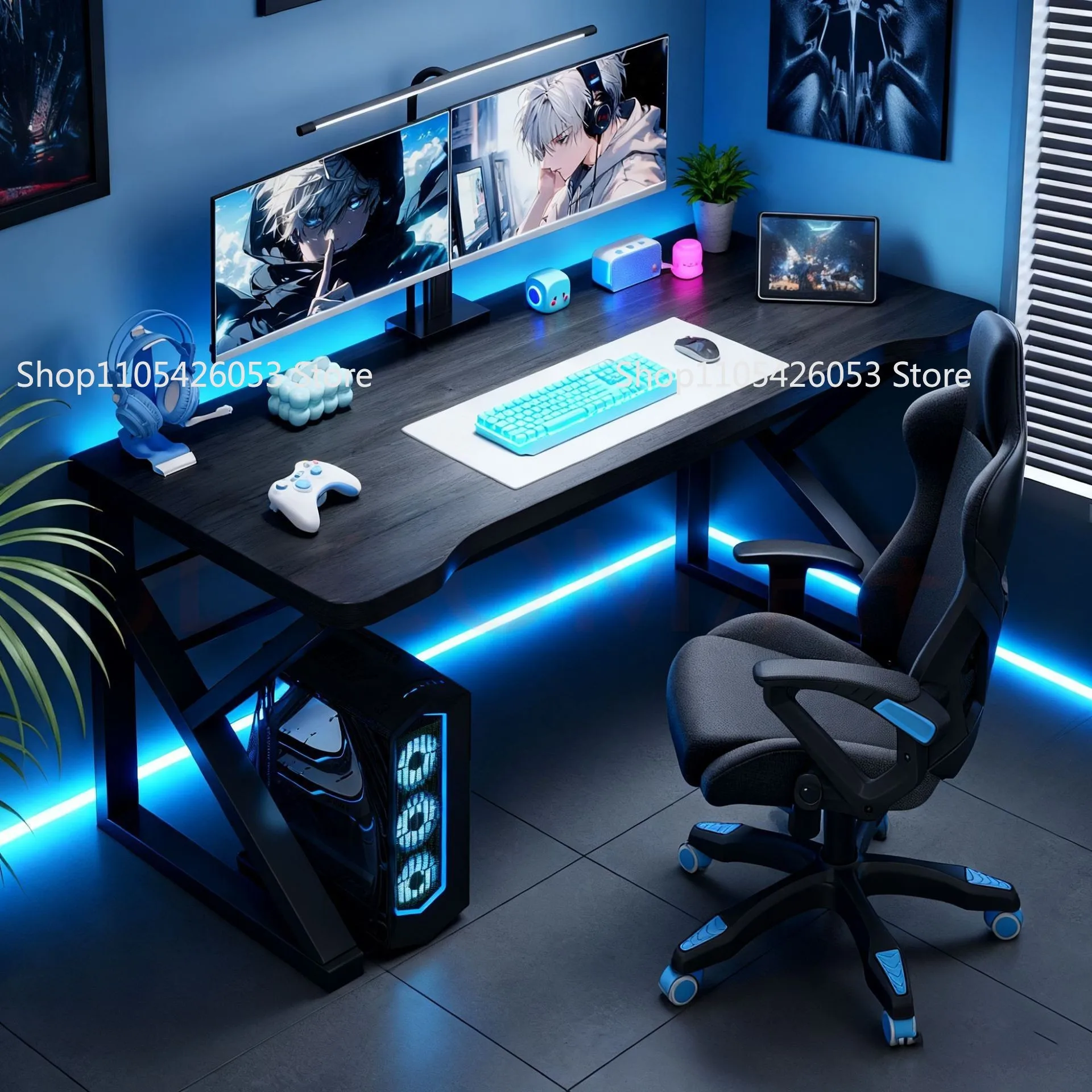 Computertisch, Schreibtisch für Zuhause, E-Sport-Tisch und Stuhl-Set, Schlafzimmer, einfacher Tisch, Schreibtisch für Mietwohnungen, Gaming-Tisch