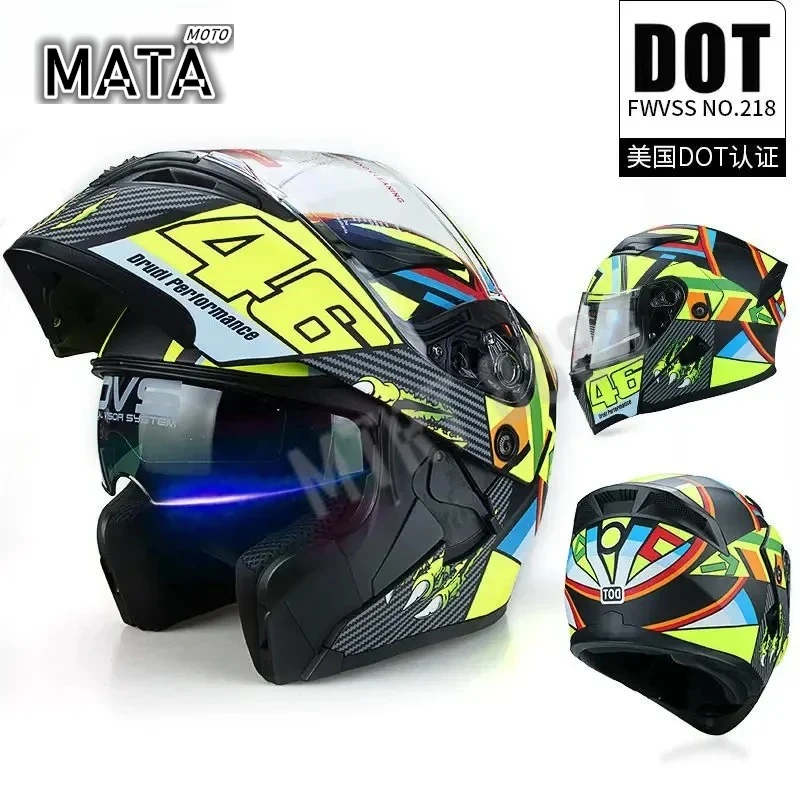 HOT DOT-Zertifizierter Motorradhelm mit Doppellinse, Cross-Section-Helm, Sicherheits-Modularhelm, Klapphelm, Unisex-Helm mit Visier Image
