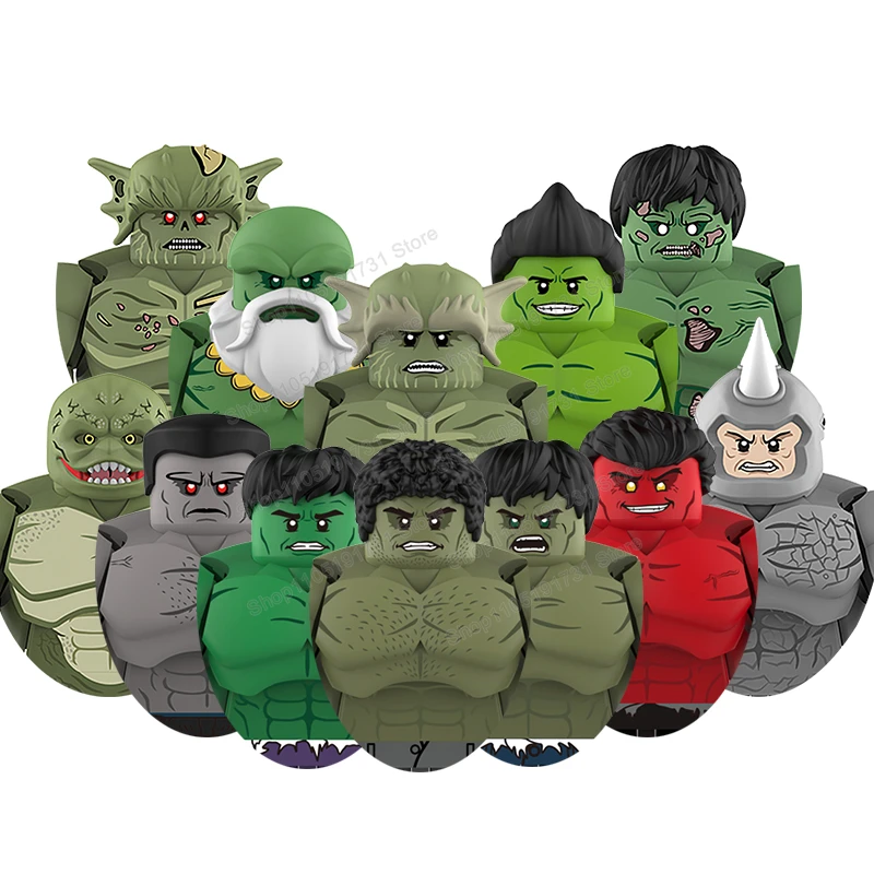MOC Comic Rolle Grün Action-figuren Filme mini Charaktere Modelle Bausteine Zubehör DIY Spielzeug für Kinder Weihnachten Geschenke Image