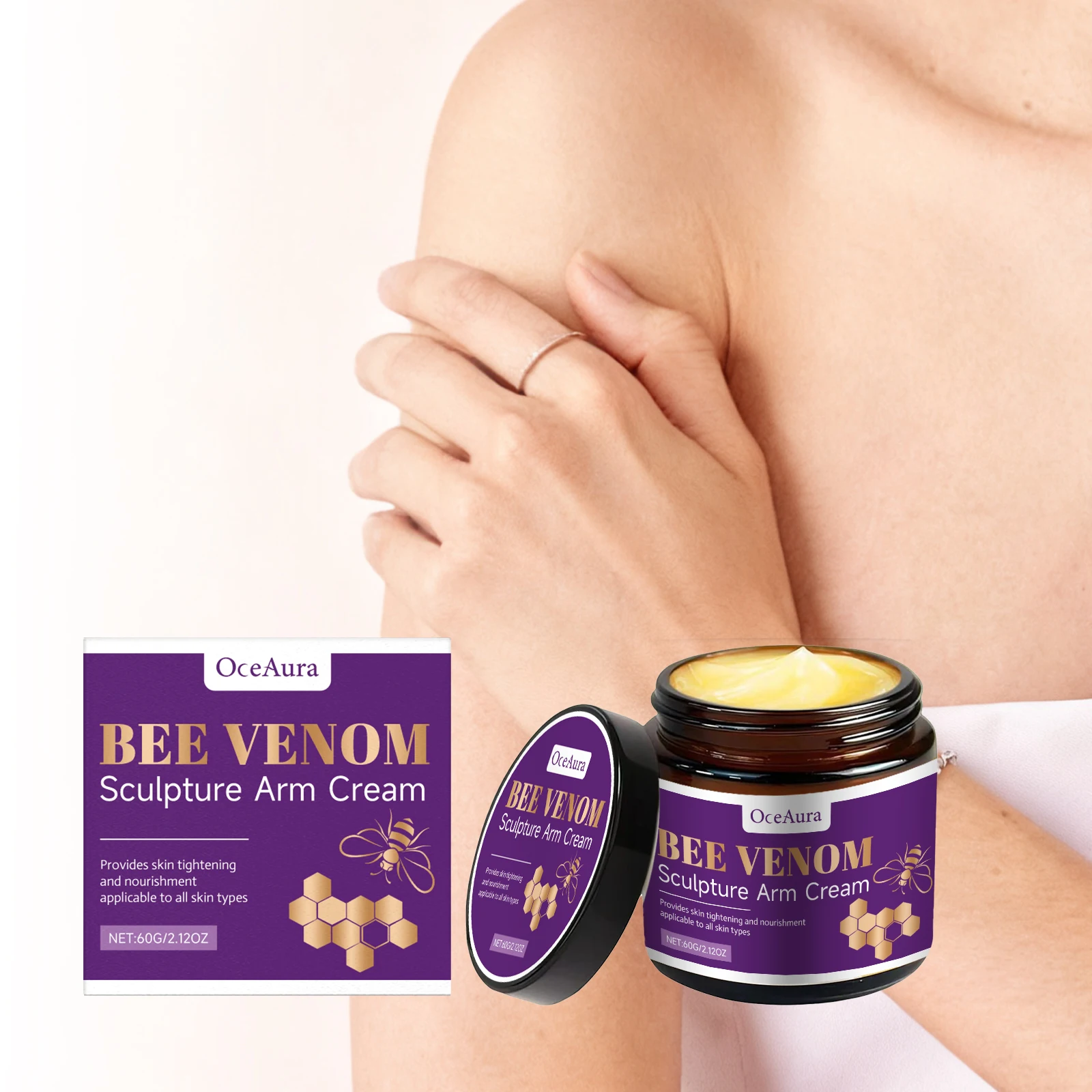 Bee Venom Arm Sculpting Cream Straffende Feuchtigkeitscreme für schlaffe Haut Tägliche straffende Pflege Feuchtigkeitsspendende Körperlotion Nicht fettig Image