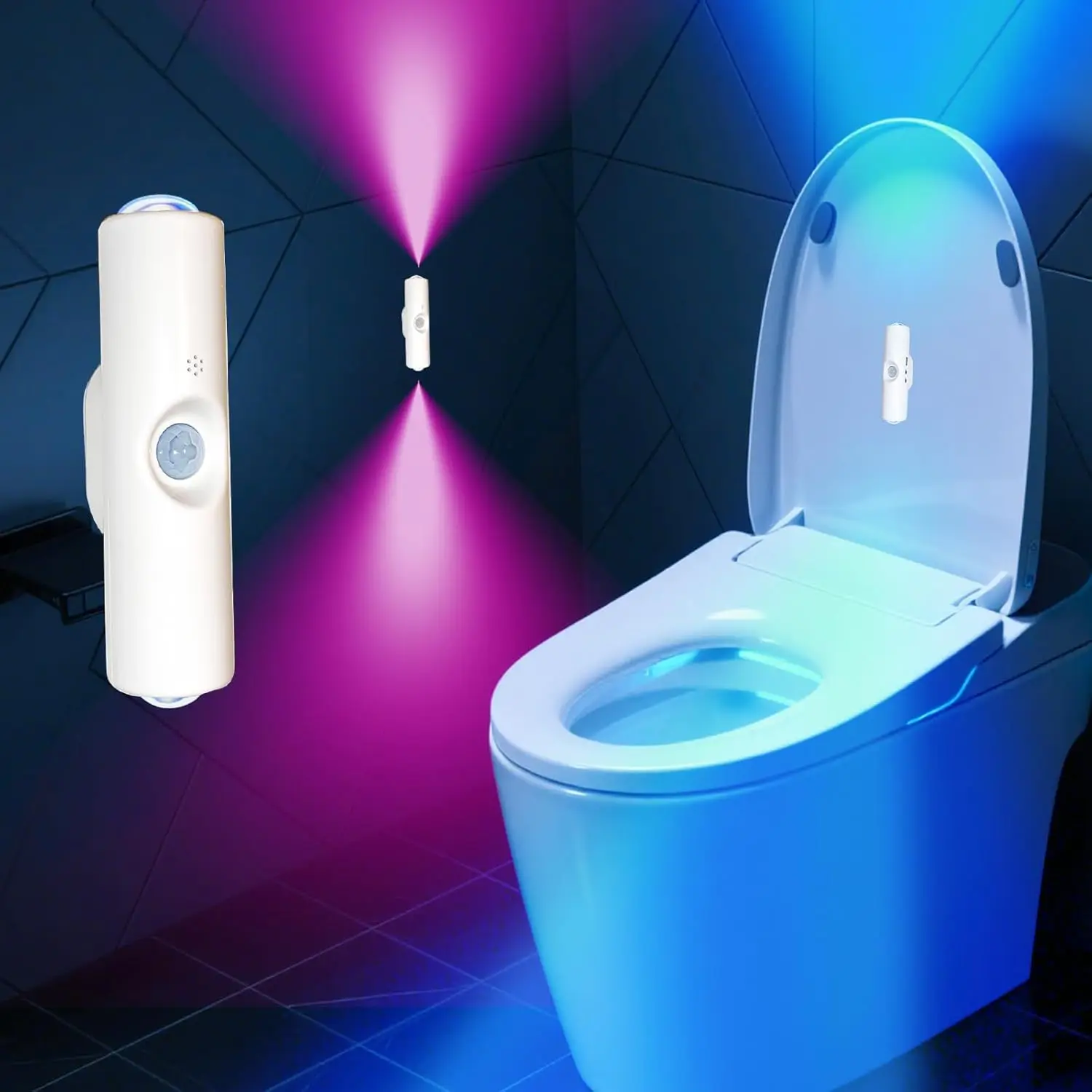 Bewegungssensor-Nachtlicht 7-Farben-LED Toiletten-Nachtlicht Schlafzimmer Wohnzimmer Flur Doppelkopf-Wandleuchte Kabellos Magnetisch