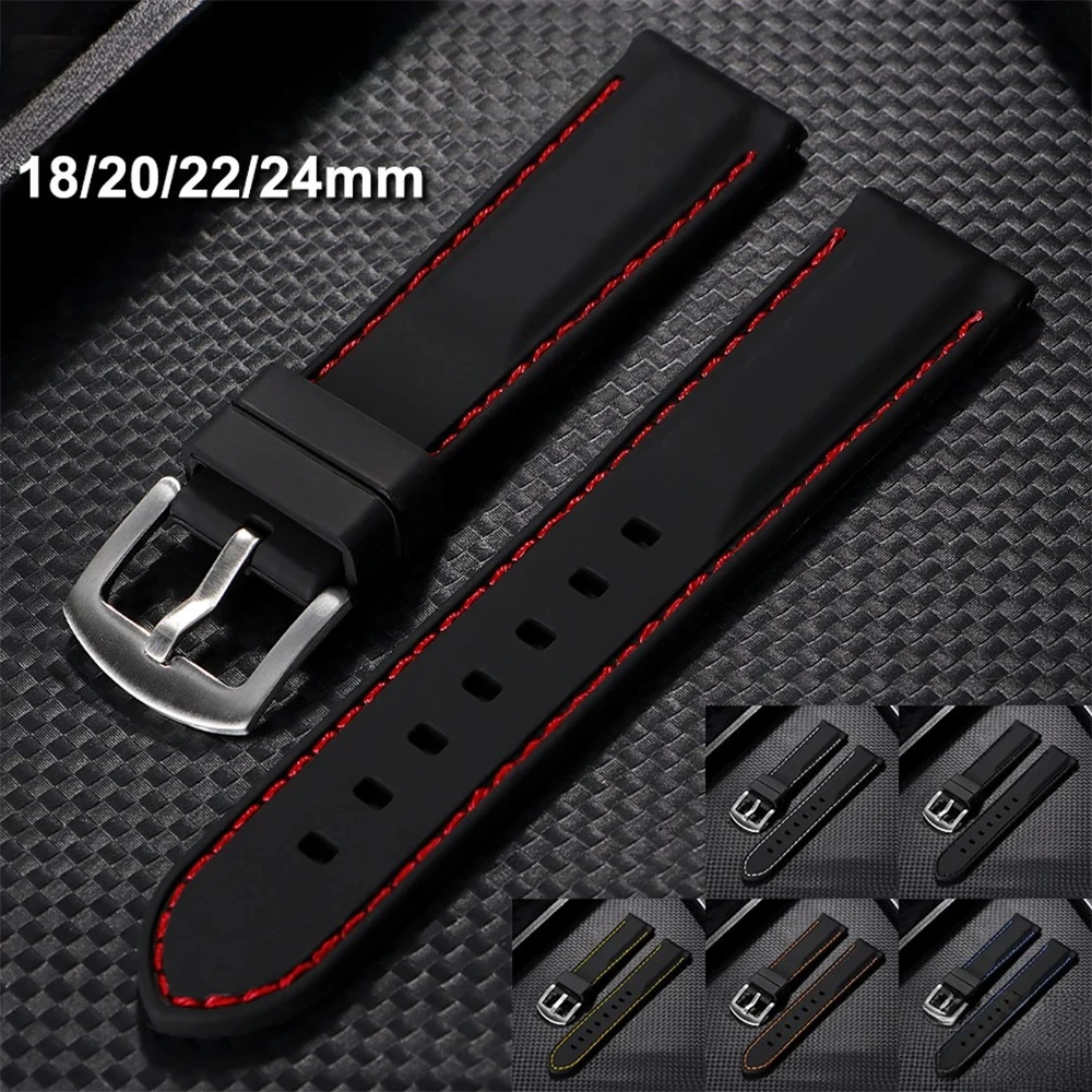 Band 18mm 20mm 22mm 24mm Handle Sticknd für Armband Weiches Silikon Uhrenarmband Männer Frauen Sport Wasserdichter Gürtel Image