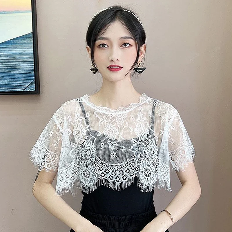 Herbst-Sommer Spitzen-Bolero für Bräute, Eleganter Braut-Abendmantel für Partys und Bälle, Weiße und Schwarze Jacken für Damen Image