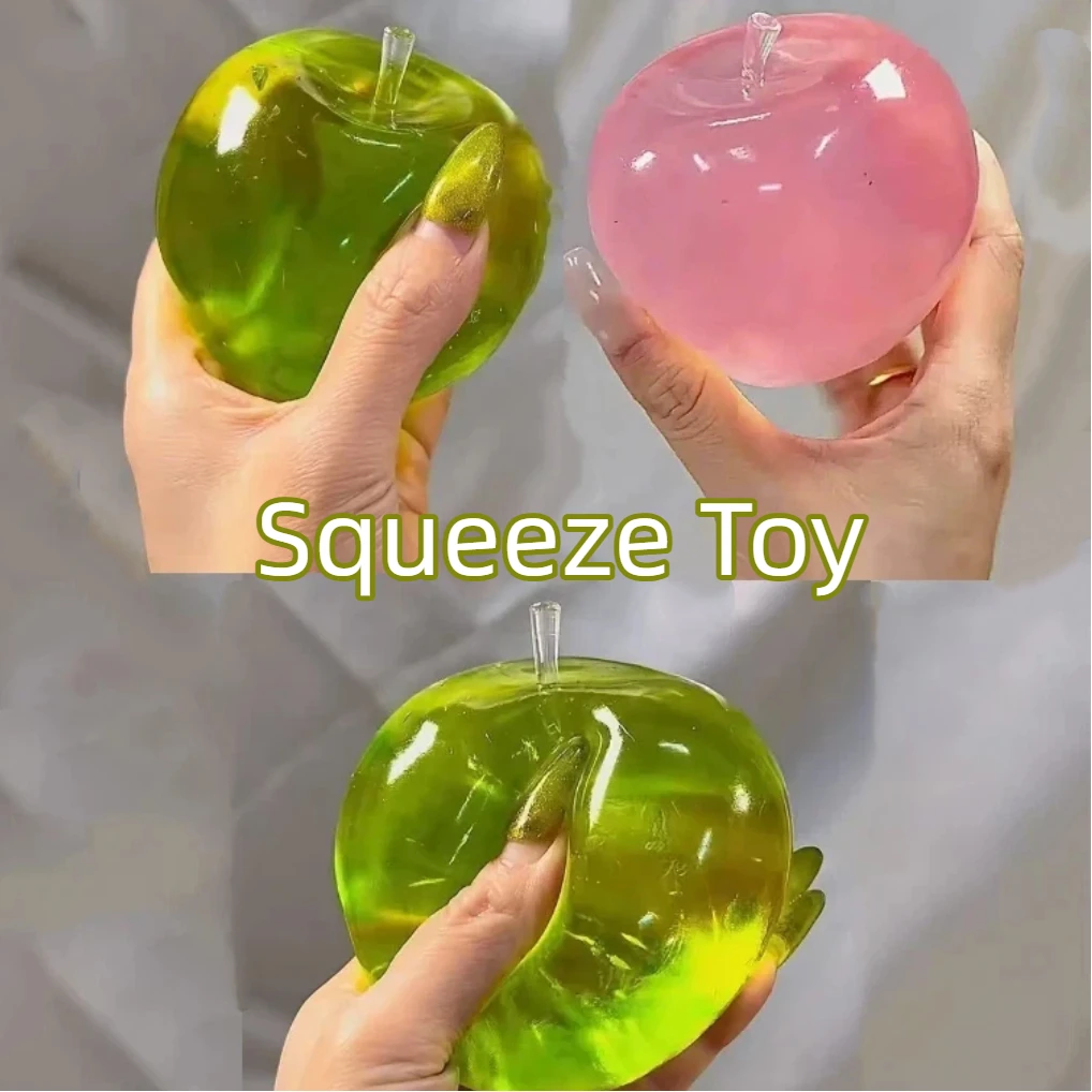 Grüne Apfel-Quetschspielzeuge Kristallklar Stressabbau Entspannungs-Fidget-Spielzeug Plastisches Quetschspielzeug Entspannendes Geschenk für Freunde Image