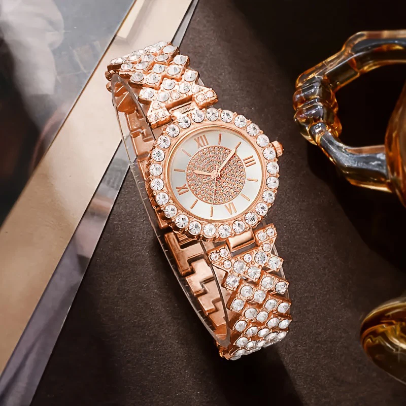 Mode Strass Damen uhr Roma Scale Zifferblatt Armband Quarzuhren Reloj Mujer Relogio Feminino Image