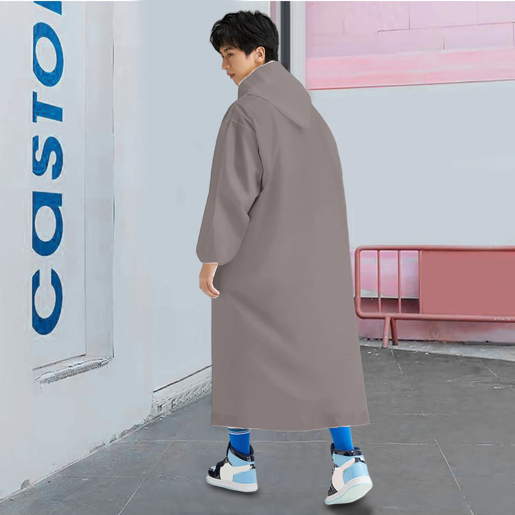 Wasserdichter EVA-Regenmantel für Erwachsene, wiederverwendbarer Regenponcho mit Kapuze, Regenjacke für Damen und Herren, für Reisen, Notfälle, Regenbekleidung. Image